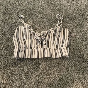 Garage striped crop top with adjustable straps xs